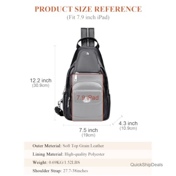 Genuine Leather Convertible Sling Bag Crossbody Purse Backpack main image 4